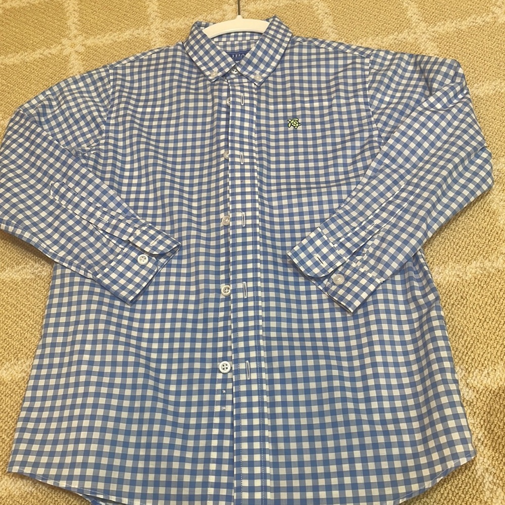 Boys Jay Bailey blue and white gingham button-down shirt size 6.